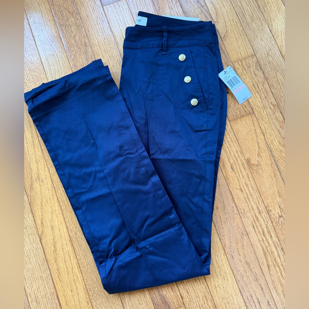 Nautica Women's Navy Trousers with Button Detail